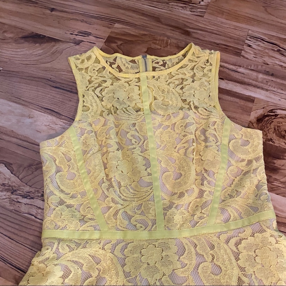 Donna Ricco Yellow Lace Dress Size 8 - Picture 4 of 13